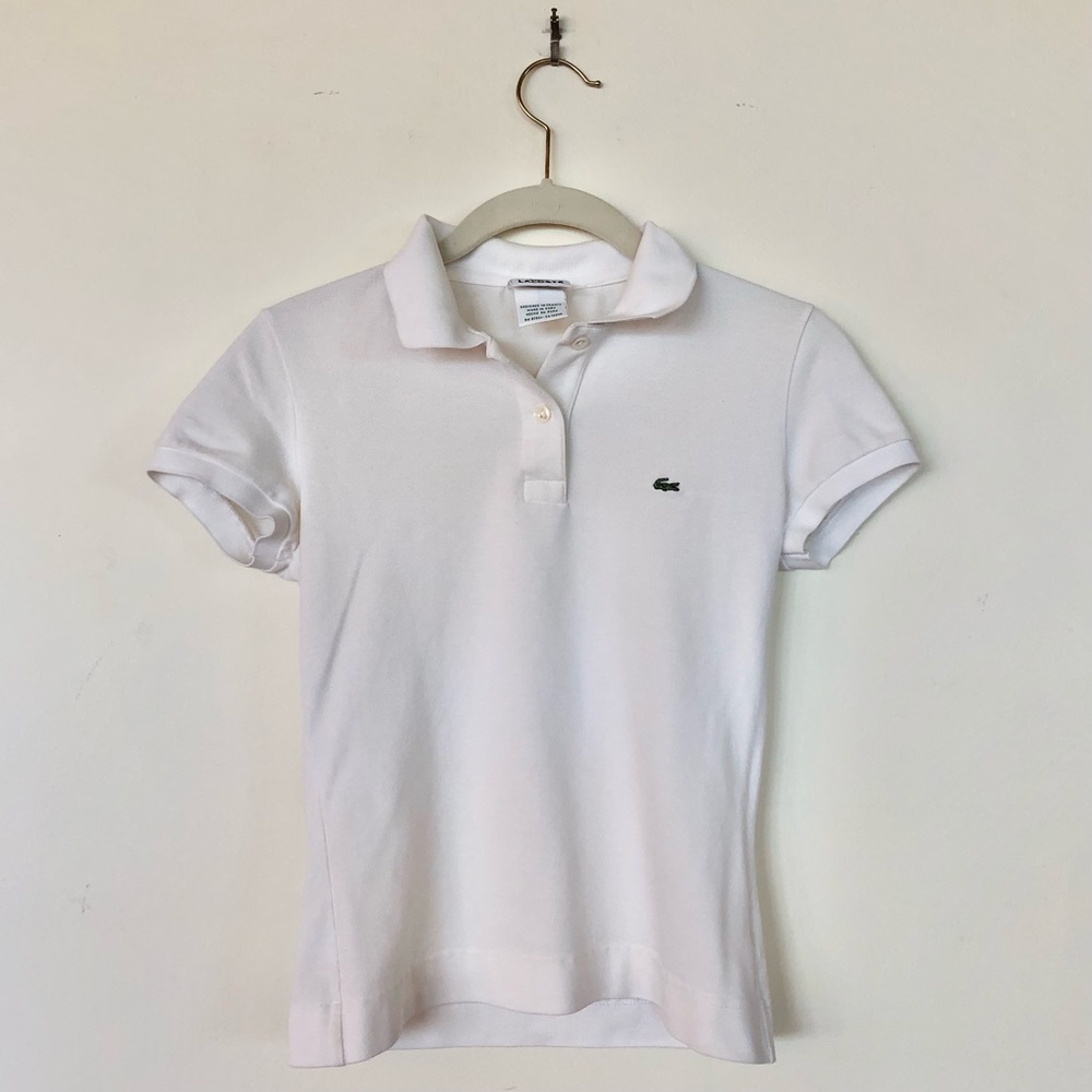 Lacoste White Size 36 F4811 Slim Fit Cotton Piqué Polo Top